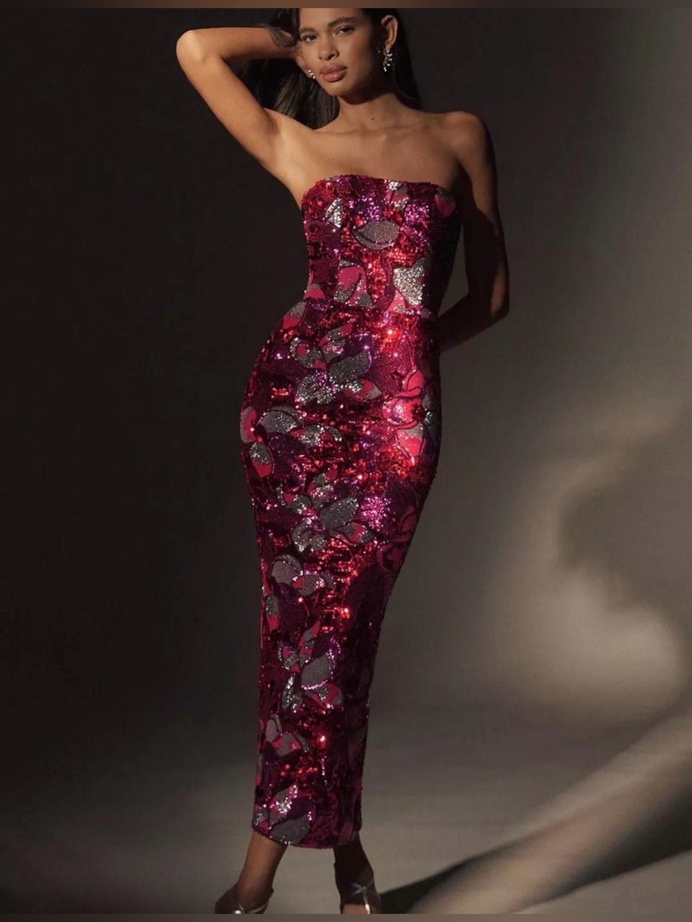 Helsi Leslie Strapless Sequin Sheath Midi Dress NWT Size XS STUNNING